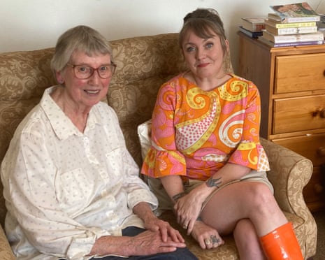 Terri White, right, with Mrs Webley, her primary school teacher, at her home in Duckmanton, Chesterfield, for the 5Live programme Finding Britain's Lost Children