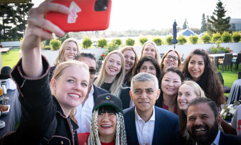 Sadiq Khan in Silicon Valley on Tuesday. ‘The worst thing globalization has brought to social media is the proliferation of hate speech,’ he said.