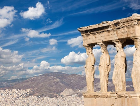 The statues of Erechtheion at the Acropolis, Athens.