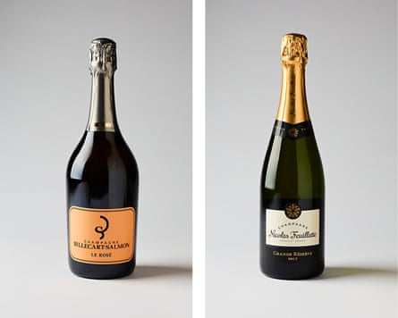 Billecart-Salmon le Rosé champagne (left) and Nicolas Feuillatte champagne.