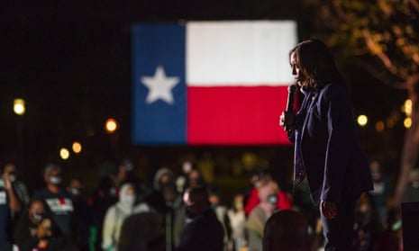 Democratic vice-presidential candidate Kamala Harris speaks to supporters at the University of Houston.