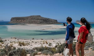 Tourists at Balos beach on Crete.