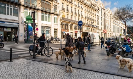 Anteriormente, para aquellos que no podían acceder al bosque en las afueras de París, las aceras de la ciudad eran el único lugar para hacer ejercicio con perros.