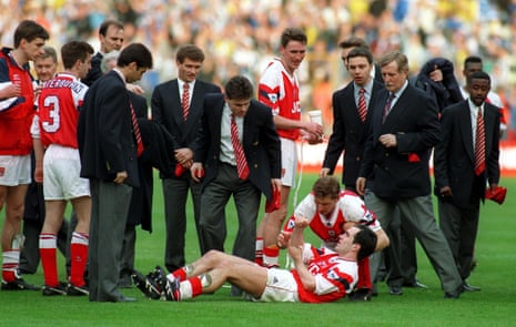 Goalscorer Steve Morrow after being dropped by Tony Adams after the 1993 League Cup final.
