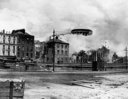 The Four Courts, the headquarters of the anti-treaty Republicans, shelled by Free State forces during the Irish civil war.