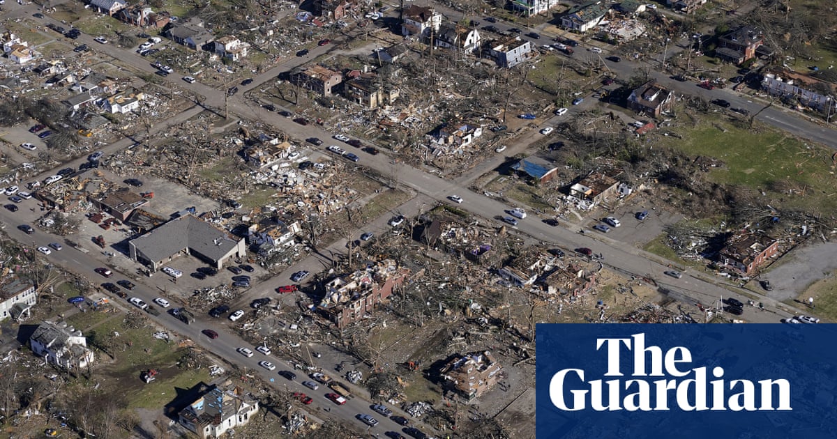 Aerial footage shows extent of tornado damage in Kentucky – video