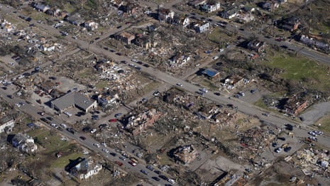 Aerial footage shows extent of tornado damage in Kentucky – video