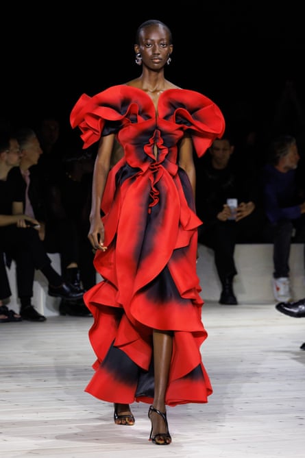 McQueen’s red rose motif featured in the collection 