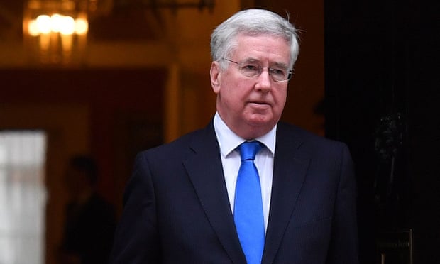 The defence secretary, Michael Fallon, leaving 10 Downing Street on Wednesday.
