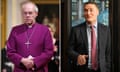 A composite showing the archbishop of Canterbury, Justin Welby, left, and the shadow health secretary, Wes Streeting, right