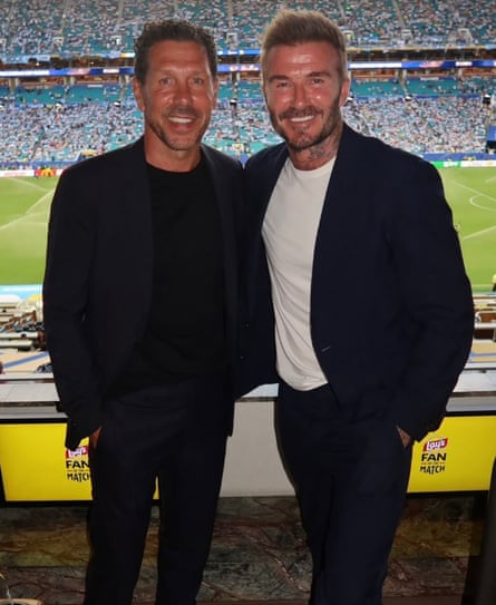 Diego Simeone and David Beckham together astatine Argentina’s lucifer against Cape Verde successful Miami