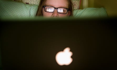 A girl using a laptop