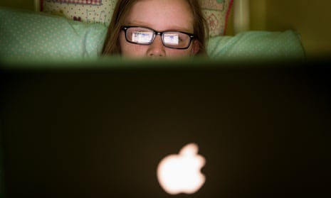 A girl using a laptop computer