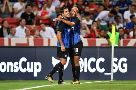 Eder and Joao Mario celebrate during the International Champions Cup match against Bayern Munich