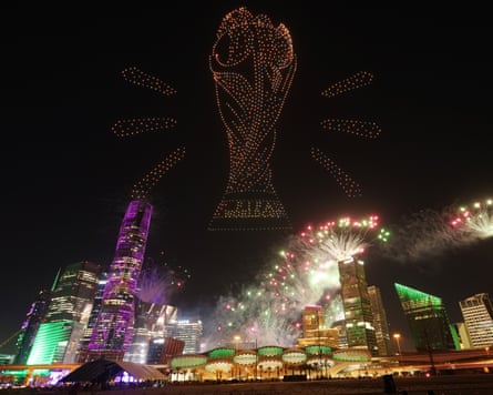 A fireworks display above Riyadh after it was announced in December 2024 that Saudi Arabia would host the 2034 World Cup.