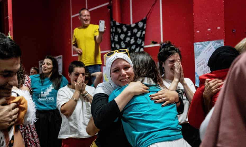 Members of the pro-burkini association Alliance Citoyenne celebrating after the council voted to allow burkinis in Grenoble swimming pools – a decision that has since been overruled.