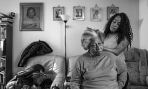 Hermine Grocia has her hair plaited at her Brixton home