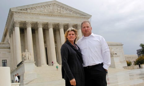 Michael and Chantell Sackett in front of the supreme court in Washington in 2011. 