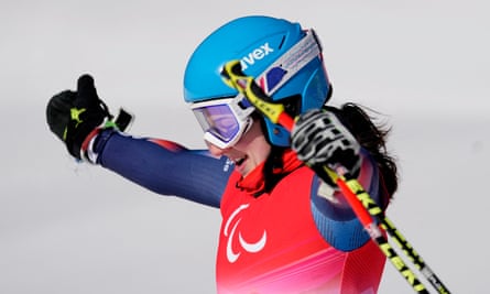 Menna Fitzpatrick of Britain reacts after her silver medal run.
