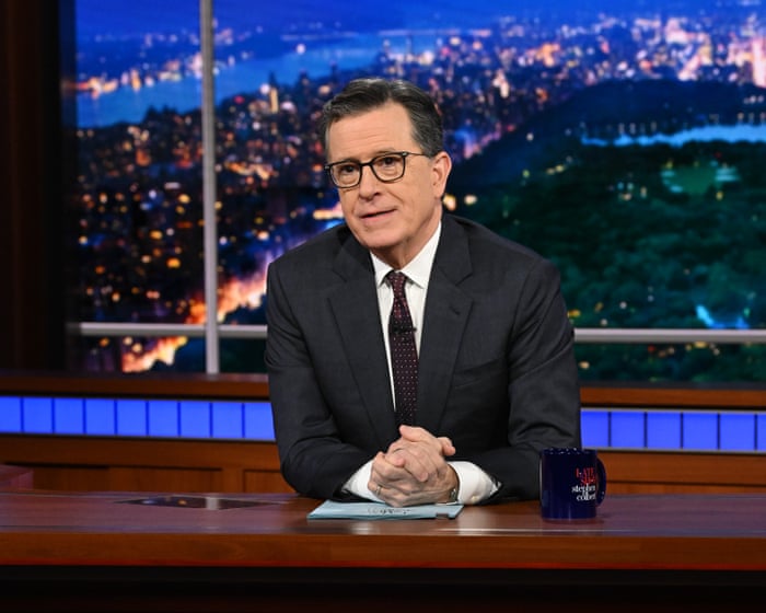 CBS accused of ‘corporate capitulation’ amid row over Colbert interview with Democrat – US politics live