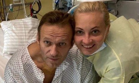 Alexei Navalny and his wife, Yulia, at Berlin’s Charité hospital in September