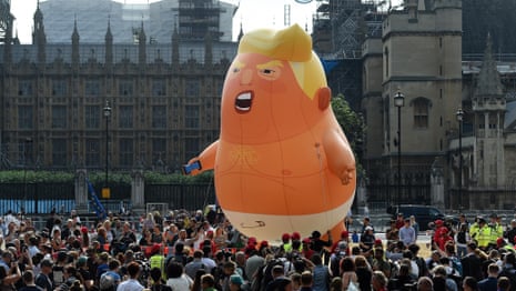 The moment Trump baby blimp lifts off - video 
