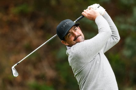 Keegan Bradley watches a drive at the Genesis Invitational last month