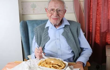 John Tinniswood with fish and chips