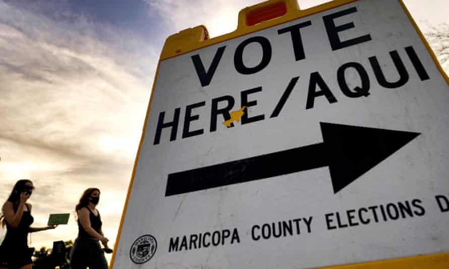 A polling bureau   successful  Tempe, Arizona. There are tens of thousands of voters successful  Arizona who are lone  allowed to ballot  successful  national  elections