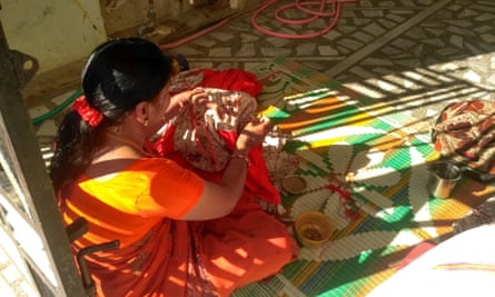 A home-based garment worker in India