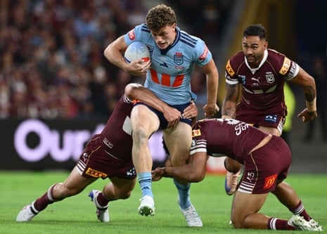 Jack Bostock has a chance but can’t get through Queensland’s line.