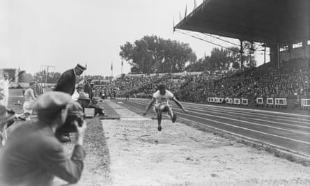 DeHart Hubbard competing in Paris in 1924.