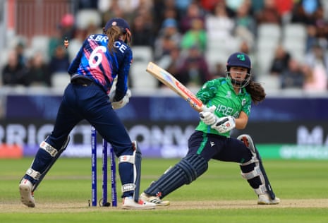 Amy Hunter is bowled by Katherine Fraser.
