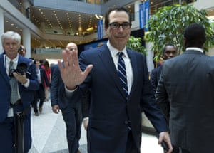 Treasury Secretary Steven Mnuchin at the International Monetary and Financial Committee conference at the World Bank/IMF Spring Meetings in Washington on Saturday, April 13, 2019.
