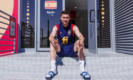 Aymeric Laporte of Spain poses at the Spanish Qatar 2022 World Cup training ground on 24/11/2022