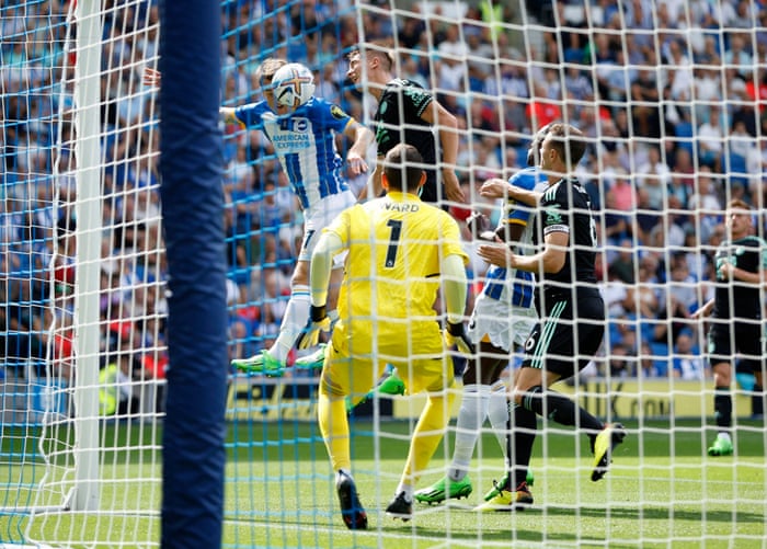 Brighton & Hove Albion's Solly March scores their first goal.