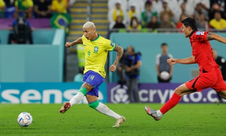 Brazil’s Richarlison scores the third goal to complete a fine team move