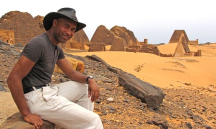 Gus Casely Hayford at the Meroe Pyramid ruins in Sudan for BBC Four’s Lost Kingdoms of Africa.