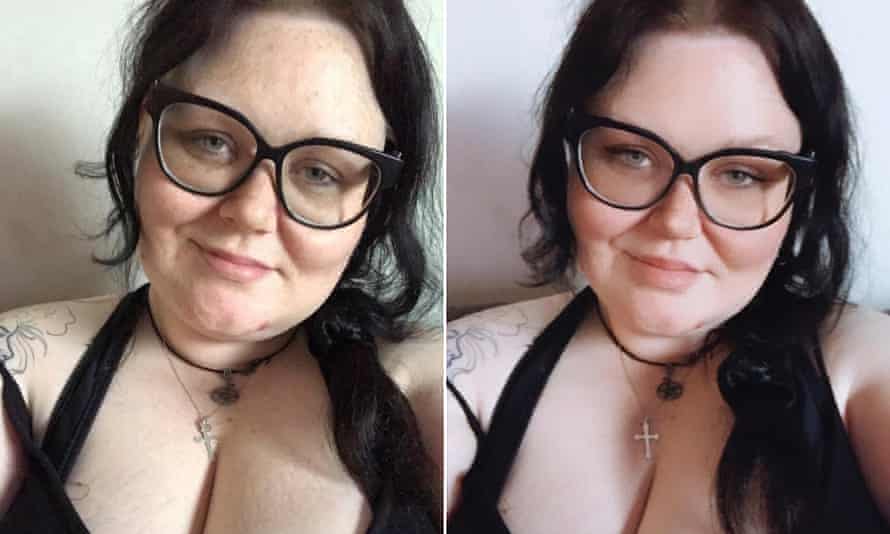 Amy Hall-Hanson before and after selfie filter
