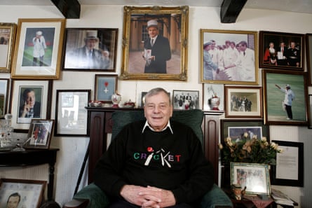 Dickie Bird at home with his awards in 2013.