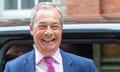 Nigel Farage smiling as he gets out of. a car