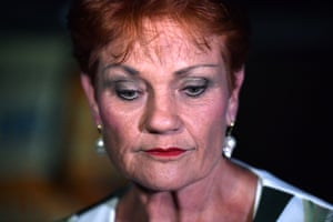 One Nation leader Senator Pauline Hanson speak to the media as she leaves the campaign party house in Buderim