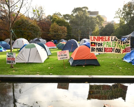 A pro-Palestine encampment at the University of Melbourne as seen in May 2024