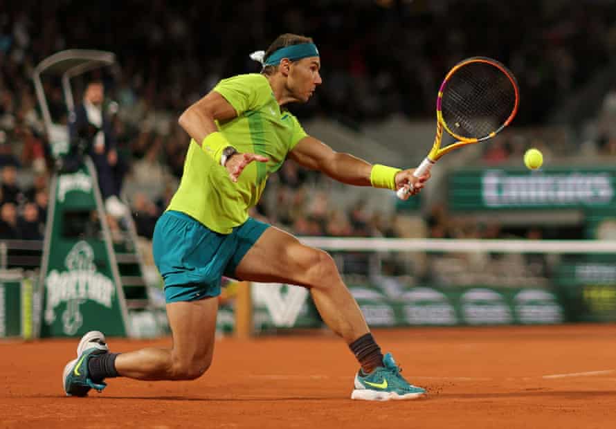 Rafael Nadal in action during his quarter final match against Novak Djokovic.