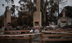 Buildings destroyed by bushfires in Cobargo, New South Wales, Australia, 12 January 2020