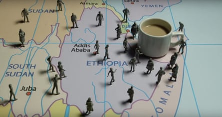 Stop motion figures on a map of the Horn of Africa.