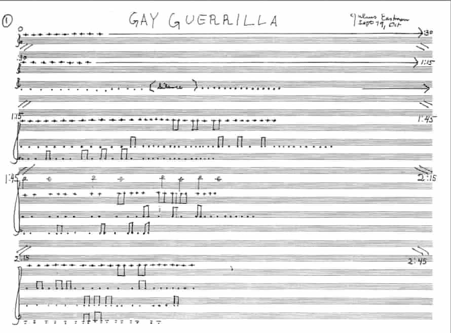 A page from Julius Eastman’s Gay Guerrilla score.
