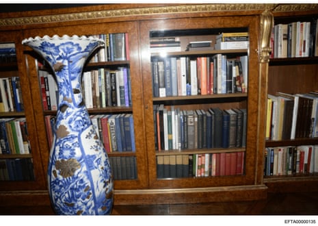 A photograph of a bookshelf in the Epstein files released on Friday, 19 December 2025.