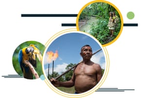 A Waorani elder stands alongside a gas flare near an oil refinery some 32 kilometers (20 miles) from the Amazonian city of Lago Agrio, Ecuador. Photo Mitch Anderson / Amazon Frontlines