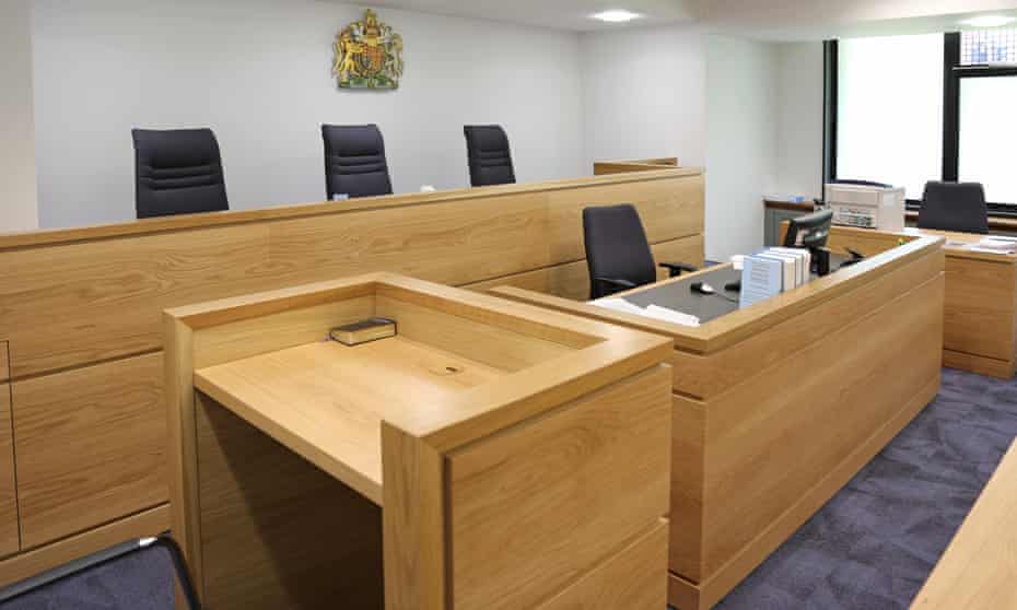 Interior of an English courtroom